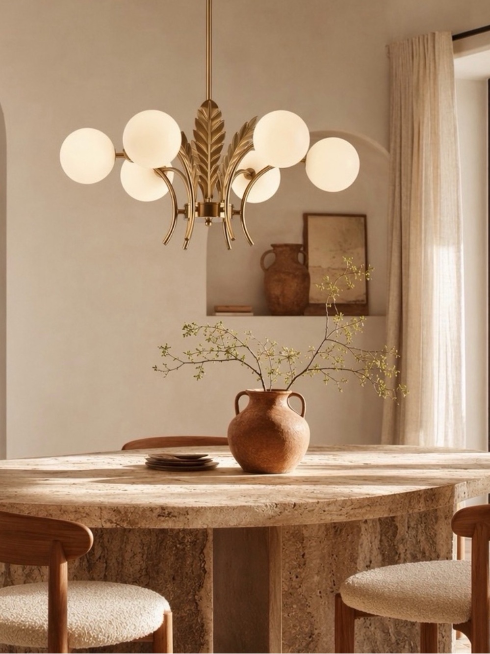 NEW Anthropologie Chandelier Mid Century Modern Gold Glass Light Ceiling Fixture